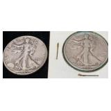 1945 P&D Walking Liberty Silver Half Dollars