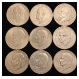 (9) Eisenhower Dollar Coins