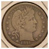 1916-D Barber Silver Quarter VG