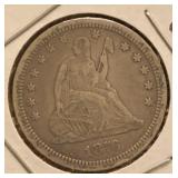 1876-CC Seated Liberty Silver Quarter XF-45