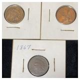 1863, 1865 & 1867 Indian Head Cent Pieces
