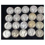 (20) Mercury Silver Dimes