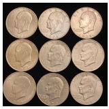 (9) Eisenhower Dollar Coins
