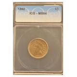 1862 Indian Head Penny IGC MS-64