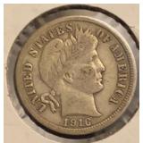 1916-S Barber Silver Dime VF