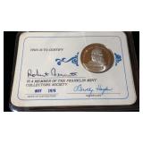 1978 Franklin Mint Collectors Society Silver Coin