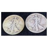 1934 & 1935-D Walking Liberty Silver Half Dollars