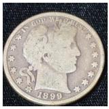 1899 Barber Silver Half Dollar