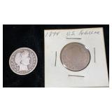 1894 & 1897 Barber Silver Quarters