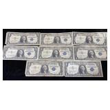 (8) Series 1957B Blue Seal $1 Silver Certificates