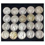 (20) Mercury Silver Dimes