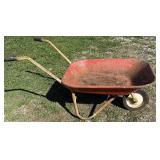 VTG Red Metal Wheelbarrow