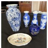 Japanese Kutani Cobalt Blue Handpainted Vase