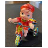 Early Tin Litho Celluloid Boy On Tricycle