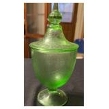 Uranium Depression Crackle Glass Candy Dish