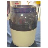 Early Two Tone Stoneware Crock Salt Glazed