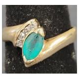 14k Yellow Gold Emerald Fashion Ring