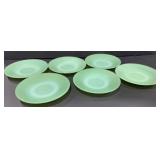 6- Vtg Fire King Jadite (Jane Ray) Saucers