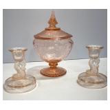 Vtg Mayfair Open Rose Pattern & Tiffin Pink