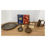 Cast Iron Flat Iron Skillet, Ashtrays & Mini