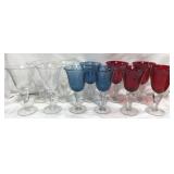 (11) Colored Bubble Glass Goblets