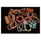 Green, Orange, pink and Brown bracelets