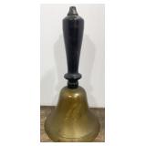Antique Brass Teacher Bell (wooden handle)