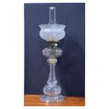 Antique Wright & Butler Duplex Crystal Oil Lamp