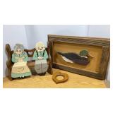 Barnwood Framed Duck & Wooden Grandparents