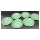 6- Vtg Jadite (Alice) Saucers