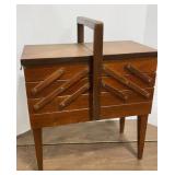 Mid Century Modern Sewing Stand & Contents