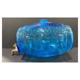 Vtg Cobalt Blue Glass Keg with Faucet
