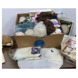 Box of Crafting Yarn, Wool & Cross Stitch Patterns