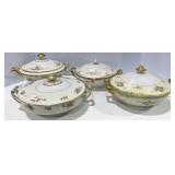 Antique Hand Painted Covered Serving Dishes