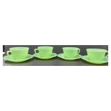 Vtg Fire King Jadite (Jane Ray) Cups & Saucers