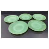 5- Vtg Jadite (Jane Ray) Saucers