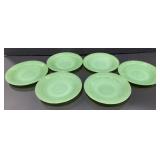 6- Vtg Jadite (Jane Ray) Saucers