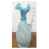Antique Victorian Pale Blue Satin Glass Ewer