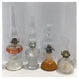 Vtg Clear Glass Oil Lamps