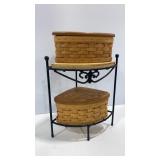 Longaberger Small Corner Baskets & Stand