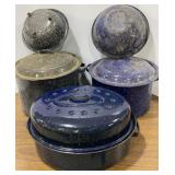 Enamel Roaster, Canners, Colander & Bowl