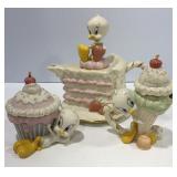 Lenox Tweety Bird Tea Pot, Creamer & Sugar