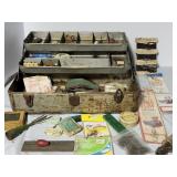 Metal tackle box & contents