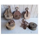 Vintage Wooden Pulleys