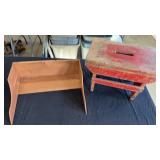 Primitive Footstool with Original Red Paint