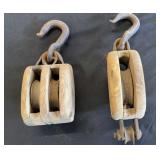 Wooden Block & Tackle Pulleys