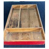 Primitive Red Painted Cutlery Tray