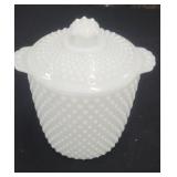 Vintage Hobnail Milk Glass Ccokie Jar