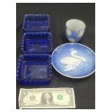 Variety of Vintage Blue Dishes