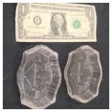 Vintage Glass Small Condiment Dishes, Set of 2